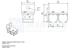 Podwójny uchwyt ścienny MANTION 9048V2, ocynk