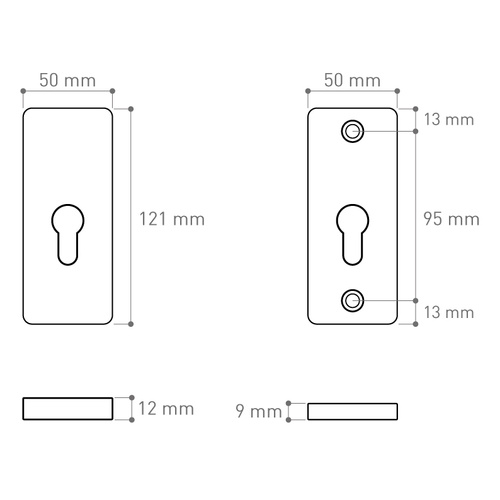 Szyld górny antywłamaniowy w klasie 2 do klamek Metal-Bud ATLAS, wersja krótka