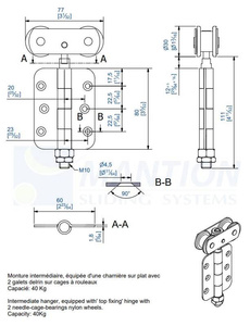 Wózek 4-kołowy z zawiasem MANTION 0532, ocynk