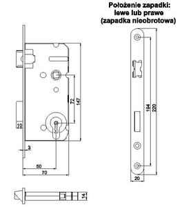 Zamek wpuszczany przemysłowy LOB Z7B