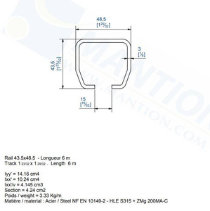 Szyna nośna MANTION HERCULE 9040, ocynk