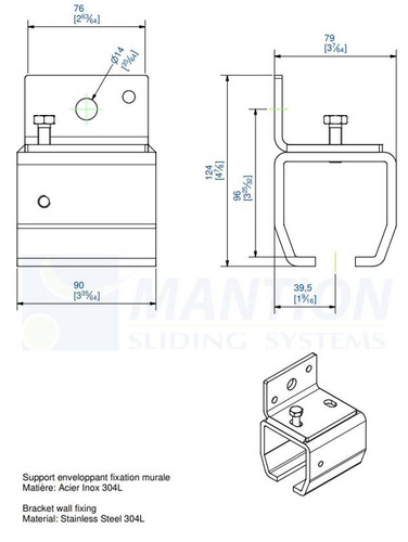 Uchwyt ścienny MANTION 9058VXA2, stal nierdzewna AISI 304
