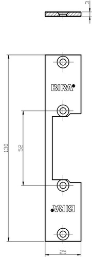 Blacha płaska, otwarta do elektrozaczepów BIRA OK-P3, stal nierdzewna