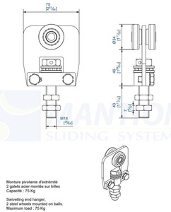 Wózek 2-kołowy z obrotową śrubą MANTION 9641, ocynk