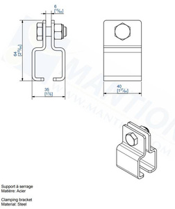 Uchwyt sufitowy do płaskownika MANTION 9012N, ocynk