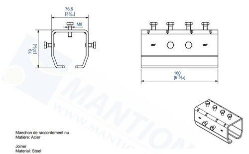 Łącznik szyny MANTION 9051M, ocynk