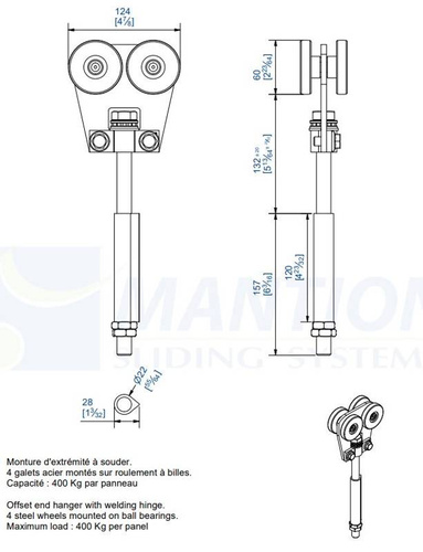 Wózek 4-kołowy do wspawania MANTION 9562SOE, ocynk