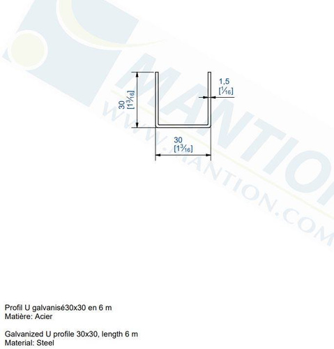 Dolna szyna prowadząca MANTION 1110, ocynk