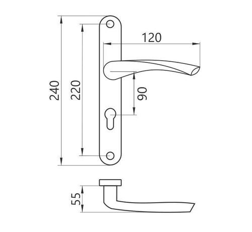 Klamka drzwiowa Metal-Bud DIANA 90 mm