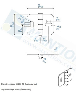 Zawias przykręcany MANTION 1508PS, Ø8 mm, ocynk
