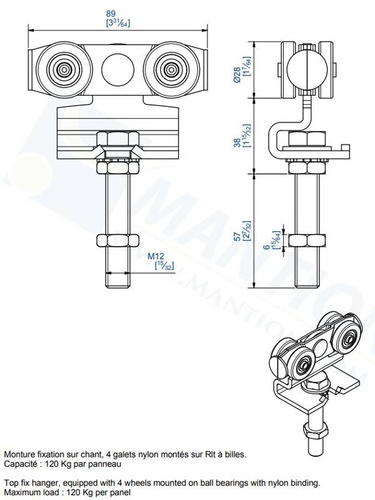 Wózek 4-kołowy MANTION 9232N, koła nylonowe