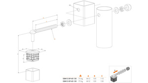 Komplet zawiasów do furtek ogrodowych z wzmocnioną zaślepką aluminiową Locinox GBM12-DP40