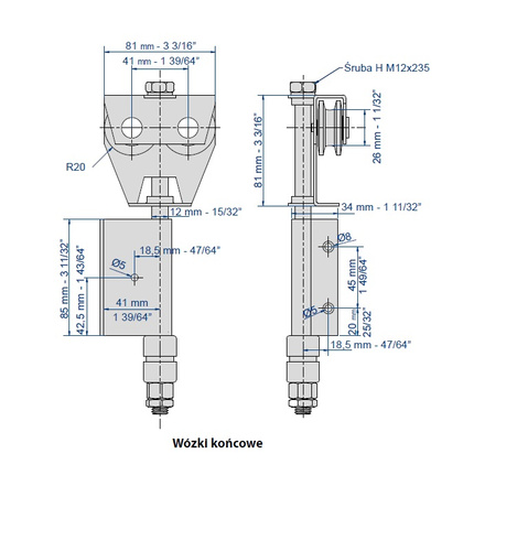 Wózek 4-kołowy MANTION BOB50E, koła poliamidowe