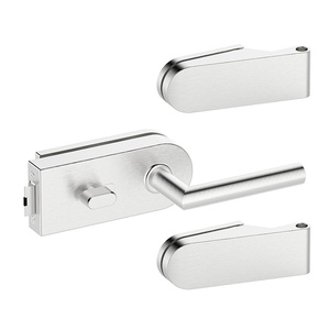 Zestaw okuć do drzwi szklanych Metal-Bud inox okrągły, blokada WC