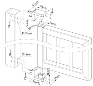 Kompaktowy dwukierunkowy zawias 90° Locinox NOSEHINGE-I