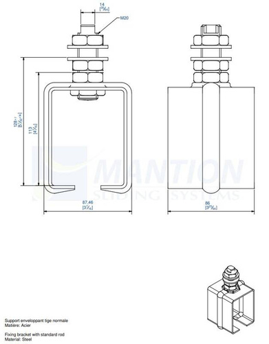 Uchwyt sufitowy z trzpieniem MANTION 8571, ocynk