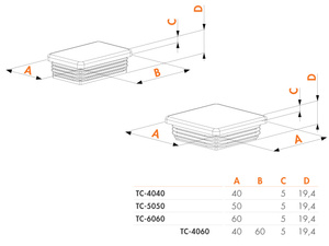 Zaślepka profilu prostokątnego Locinox TC