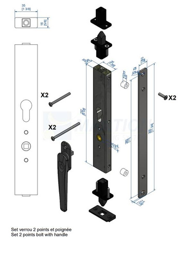 Zestaw 2-punktowego zamka ryglowego MANTION GH10430BO