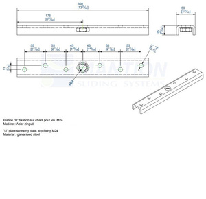 Wzmocniona U-kształtna płytka montażowa do skrzydeł drewnianych MANTION 0096W, ocynk
