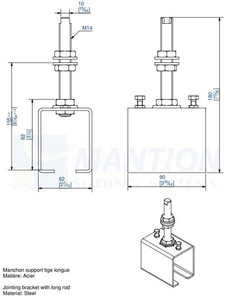 Łącznik szyny z przedłużonym trzpieniem MANTION 6256ML, ocynk