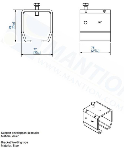 Uchwyt ścienny do wspawania MANTION 9058, stal czarna