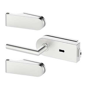 Zestaw okuć do drzwi szklanych Metal-Bud inox okrągły, na klucz