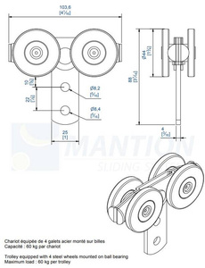 Wózek 4-kołowy MANTION 2752, ocynk
