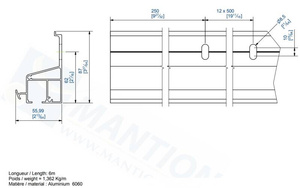 Szyna nośna MANTION 11161, aluminium