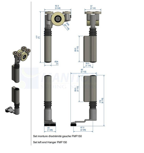 Zestaw skrajnego lewego wózka jezdnego MANTION GJ10530EHL