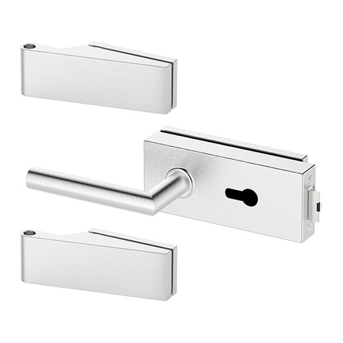 Zestaw okuć do drzwi szklanych Metal-Bud inox kwadratowy, na wkładkę bębenkową