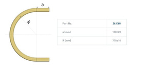 Łuk szyny nośnej 180° NIKO 26.C68, promień 770±10 mm, odcinki proste 130±20 mm, ocynk