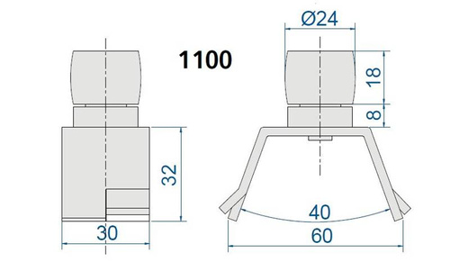 Dolna rolka prowadząca do wbetonowania MANTION 1100, mosiądz