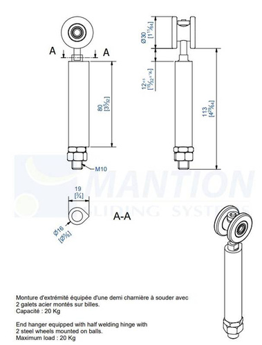 Wózek 2-kołowy do wspawania MANTION 0532SOE, ocynk