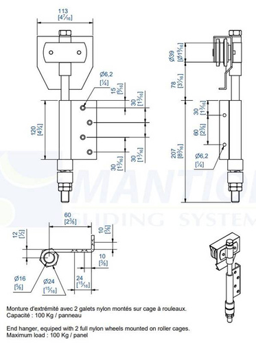 Wózek 4-kołowy MANTION BOB100E, koła poliamidowe