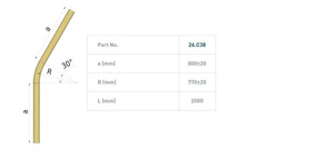Łuk szyny nośnej 30° NIKO 26.C38, promień 770±20 mm, odcinki proste 800±20 mm, ocynk