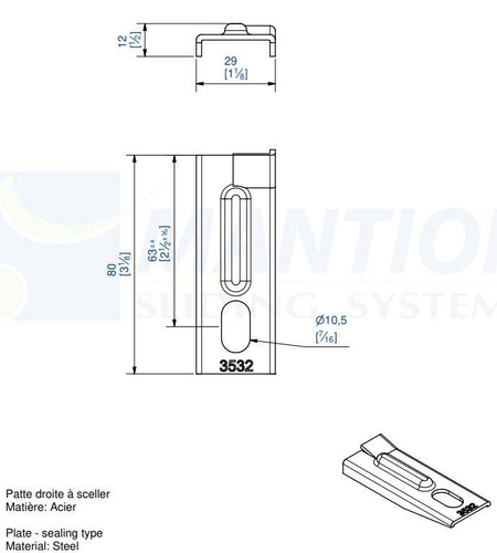 Uchwyt ścienny do wbetonowania MANTION 3532, ocynk
