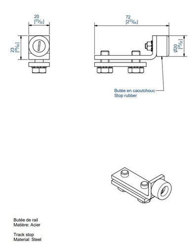 Stoper szyny MANTION 9139, ocynk