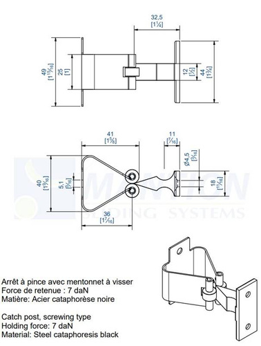 Zatrzask bramowy MANTION 1301TN, malowanie kataforetyczne, 7 daN