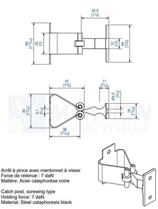 Zatrzask bramowy MANTION 1301TN, malowanie kataforetyczne, 7 daN