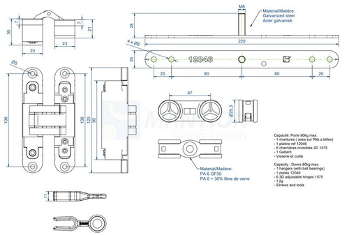 Zestaw MANTION SFOLD80-2, bez prowadnicy, do użytku intensywnego