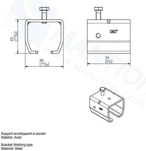 Uchwyt ścienny do wspawania MANTION 9038, stal czarna