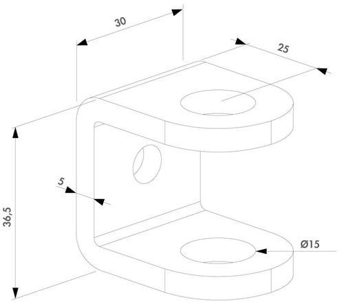 Blacha U-kształtna Locinox 1036 pod śrubę zawiasową 1039SET