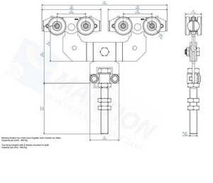 Wózek 8-kołowy z przedłużonym trzpieniem MANTION 9258SL, ocynk