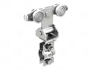 Prowadzący wózek 4-kołowy z mocowaniem wahliwym do kabli okrągłych MANTION 2452R, koła nylonowe