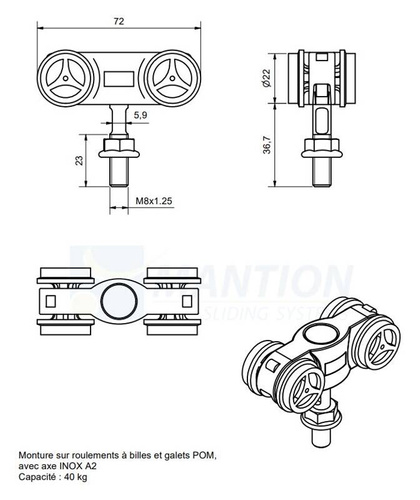 Wózek 4-kołowy MANTION 11280XA2, koła nylonowe