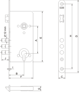Zamek wpuszczany trzpieniowy LOB ZT95, żółty ocynk