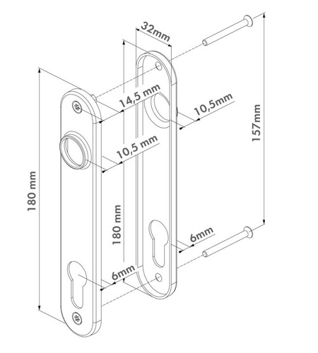 Szyld do zamka wpuszczanego Locinox 3025-HYB, aluminiowy