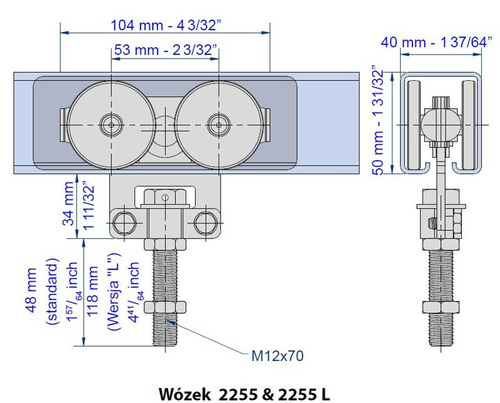 Wózek 4-kołowy MANTION 2255L, ocynk