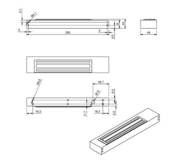 Zwora elektromagnetyczna BIRA Hartte MG280S detal montażowy