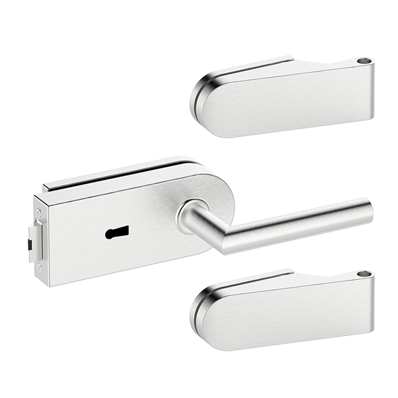 Zestaw okuć do drzwi szklanych Metal-Bud inox okrągły, na klucz